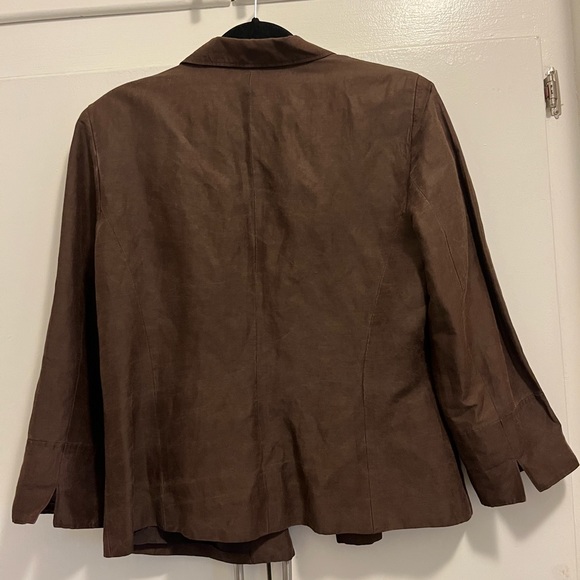 Evelyn & Arthur Women’s Sz12 Brown Silk Linen Blazer, 3 Button Front,  Lined - Picture 2 of 9